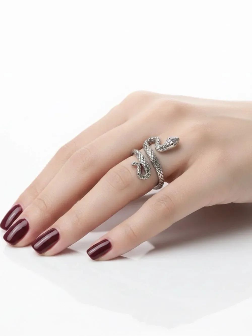 925 Sterling Silver Bite Me Snake Wrap Ring Goth Boho NWT